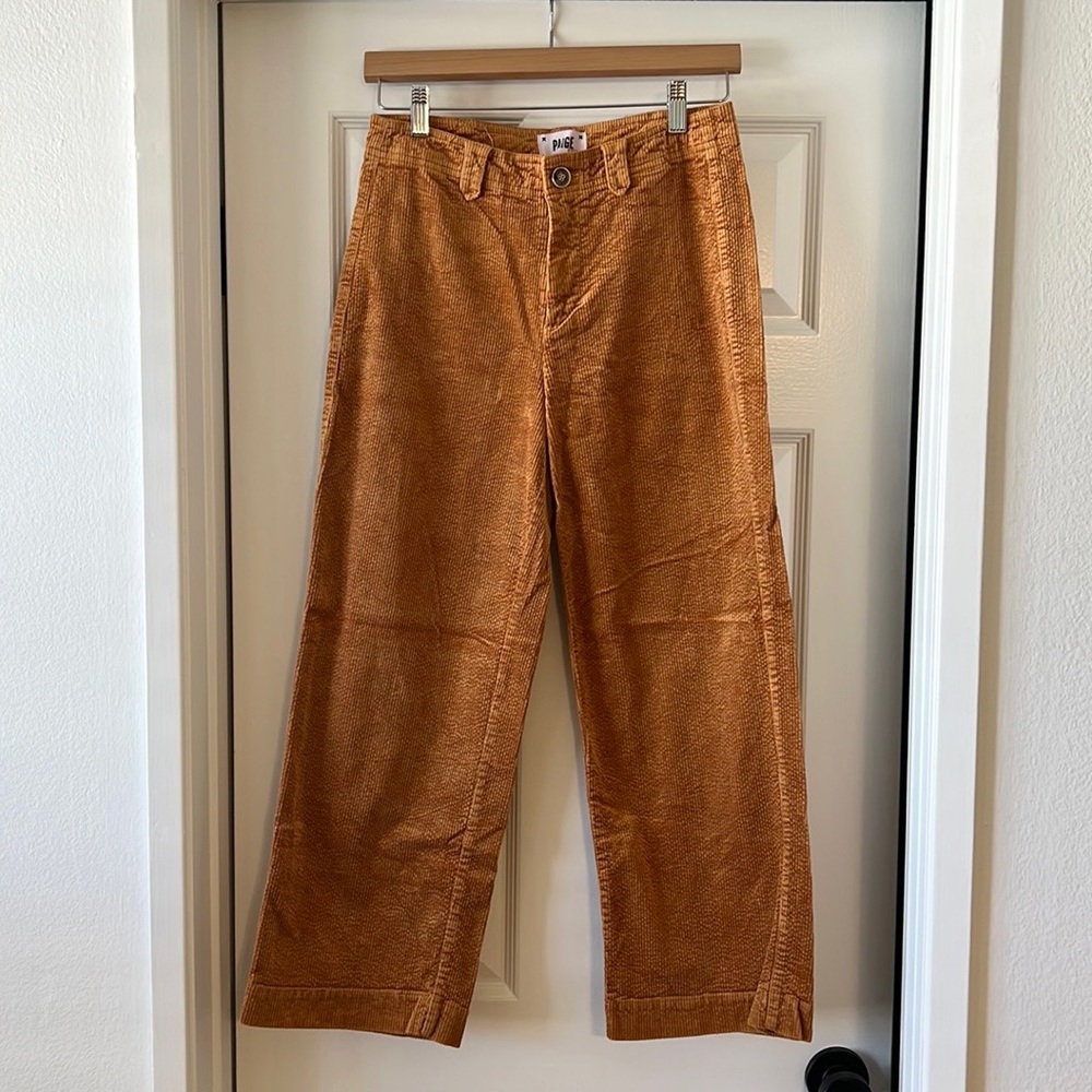 👖 PAIGE Corduroys - Cropped Straight Leg Pants - Gold/Amber - Size 28